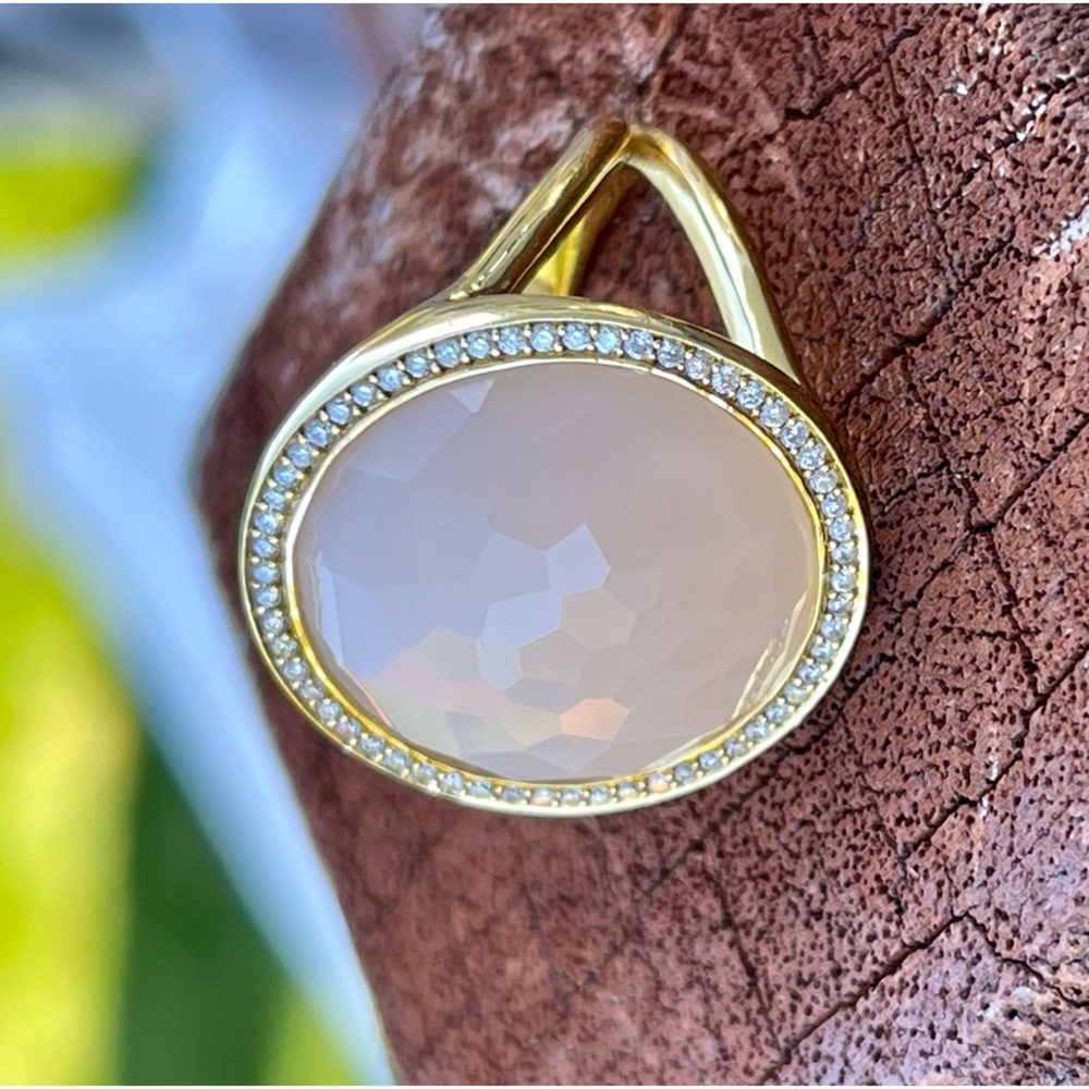 IPPOLITA 18K Yellow Gold Lollipop® Peach Moonstone & Diamond Statement Ring 🇮🇹 - Picture 14 of 16